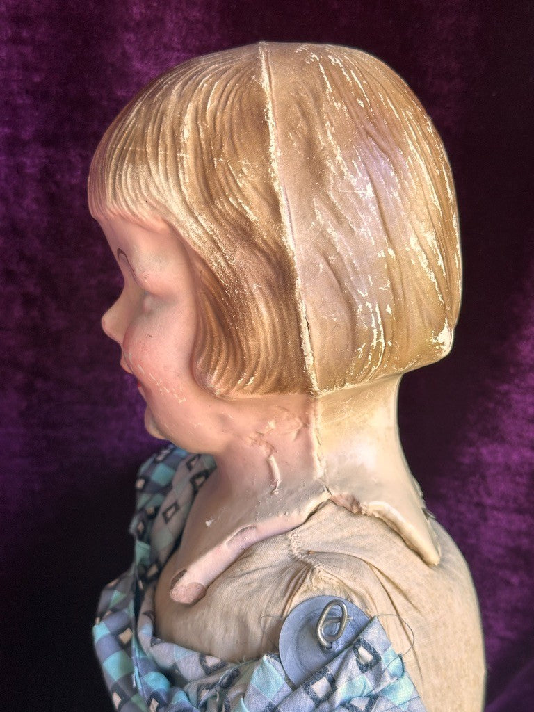 Antique American 31” Elektra (?) Amberg (?) Composition Character Girl Doll