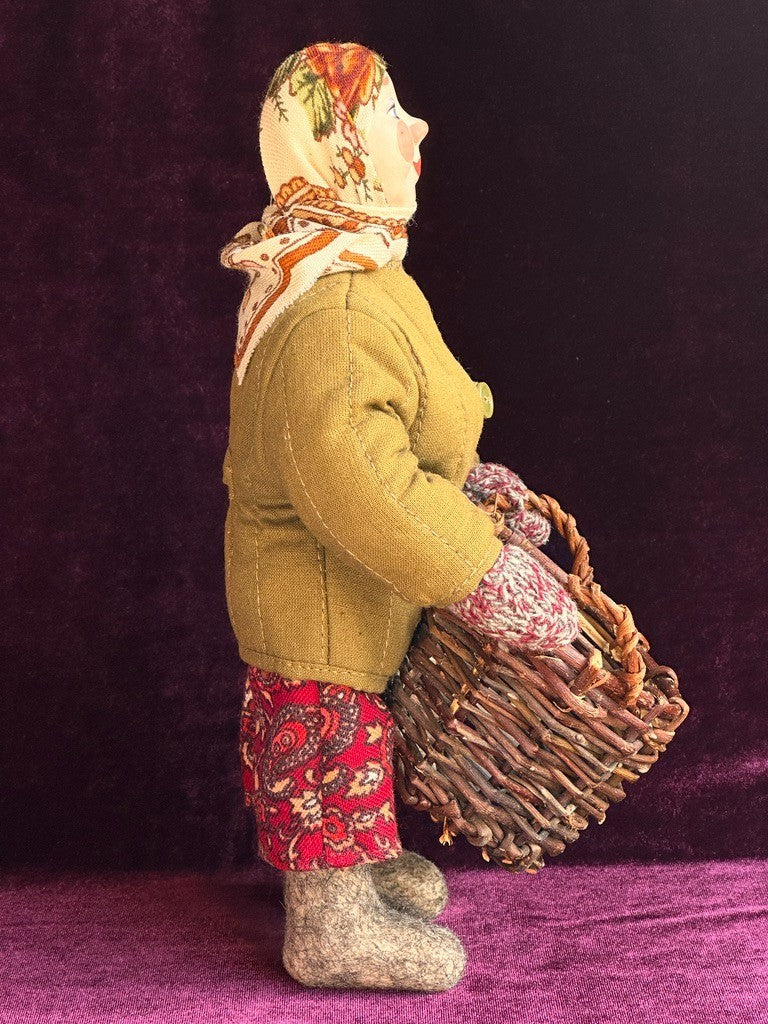 Vintage 11" USSR Terracotta/Ceramics Traditional Russian Rural Woman Doll