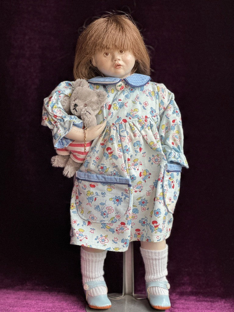 Very Rare OOAK 16” French Artist Malou Ancelin Leather Handmade Signed Doll