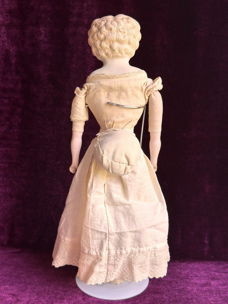 Antique 15” Bisque Parian Doll with Glass Eyes Made in Japan (?)