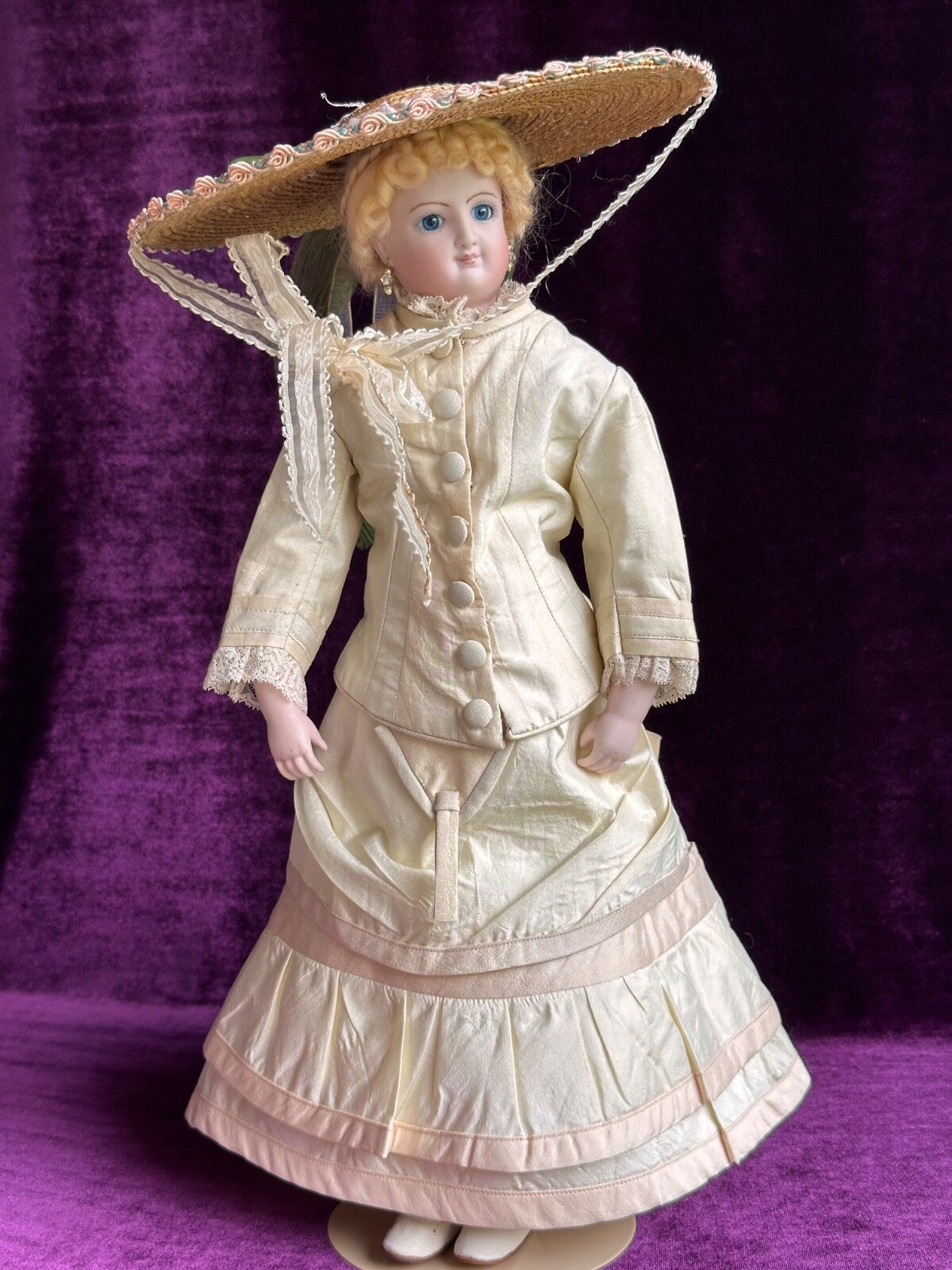 Porcelain 15.25” Reproduction of Antique French Smiling Bru Fashion Doll