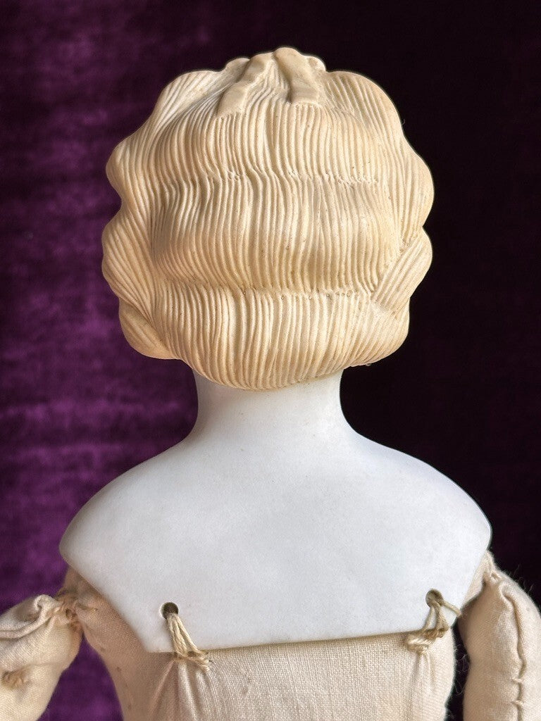 Very Rare 16” Antique German Glass Eyes Parian China Bisque Head Fashion Doll