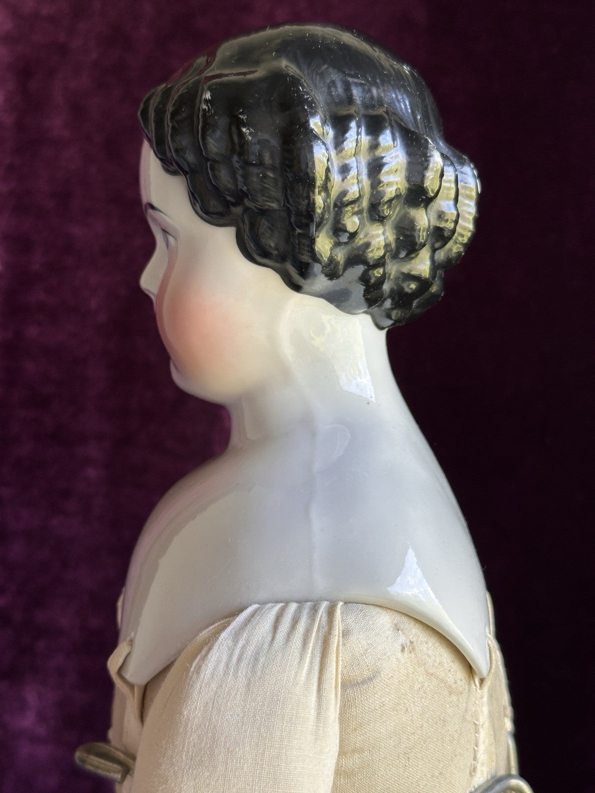 Antique German 25” Flat Top Highbrow China Shoulder Head Doll