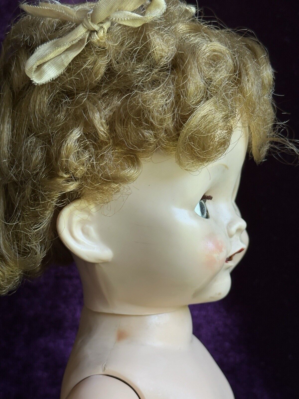 Vintage Plastic 16” Pedigree Made in England Flirty Eyes Toddler Doll