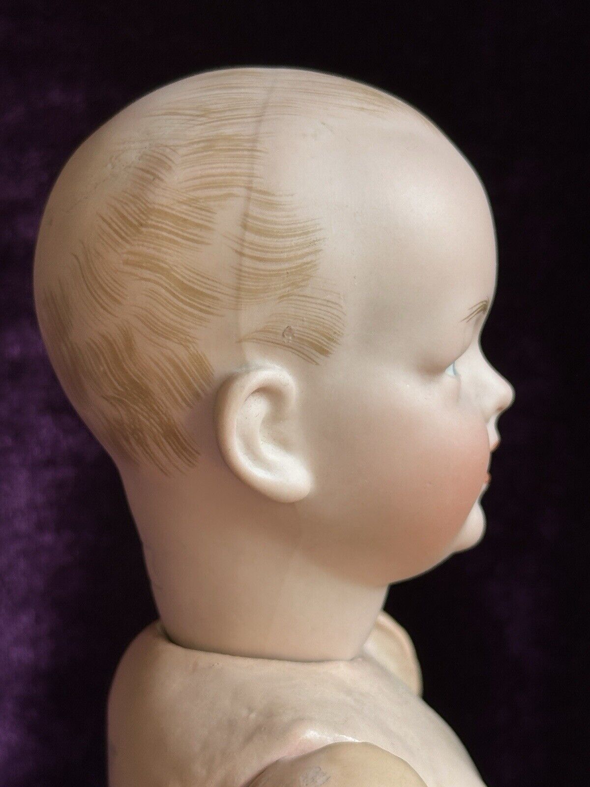 Antique German 11” Kley Hahn 525 Solid Dome Bisque Head Baby Doll Intaglio Eyes