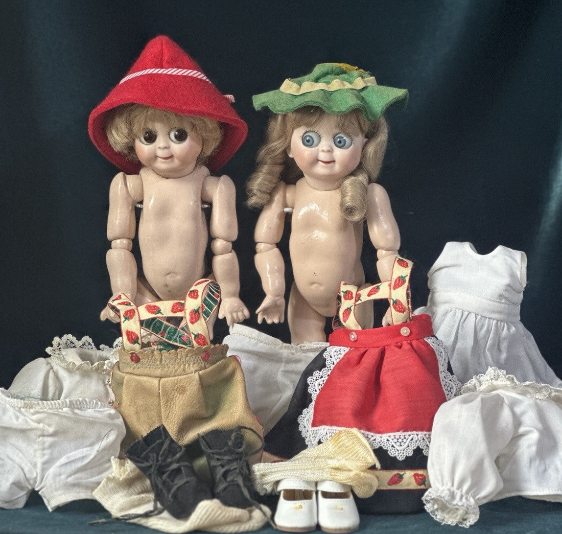 Lot Of 2 Vintage Reproduction of Antique German JDK 221 Googly Eyes 11” Dolls