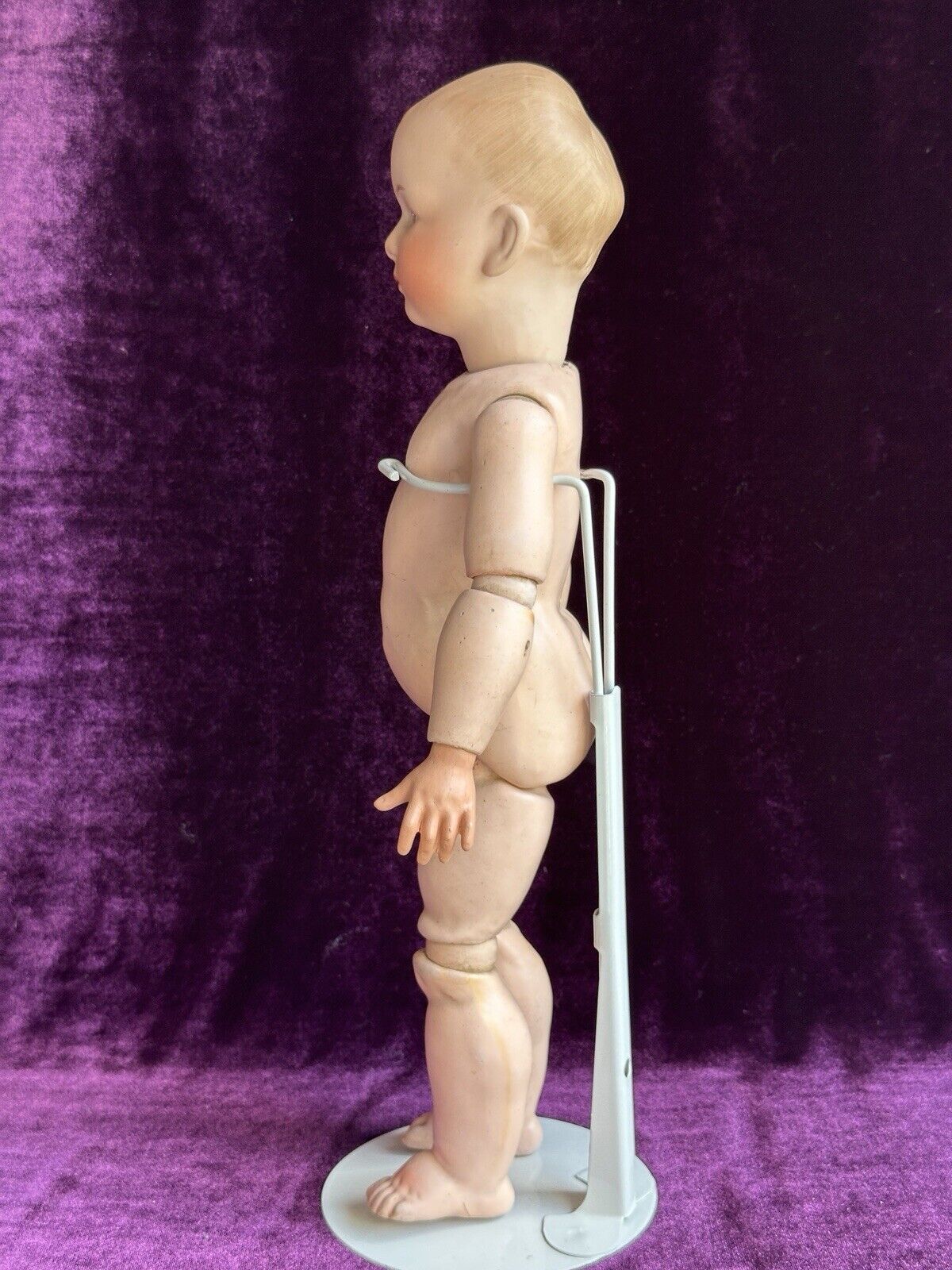 Antique German 14.5” Gebruder Heubach 7602 Pouty Bisque Head Character Boy Doll