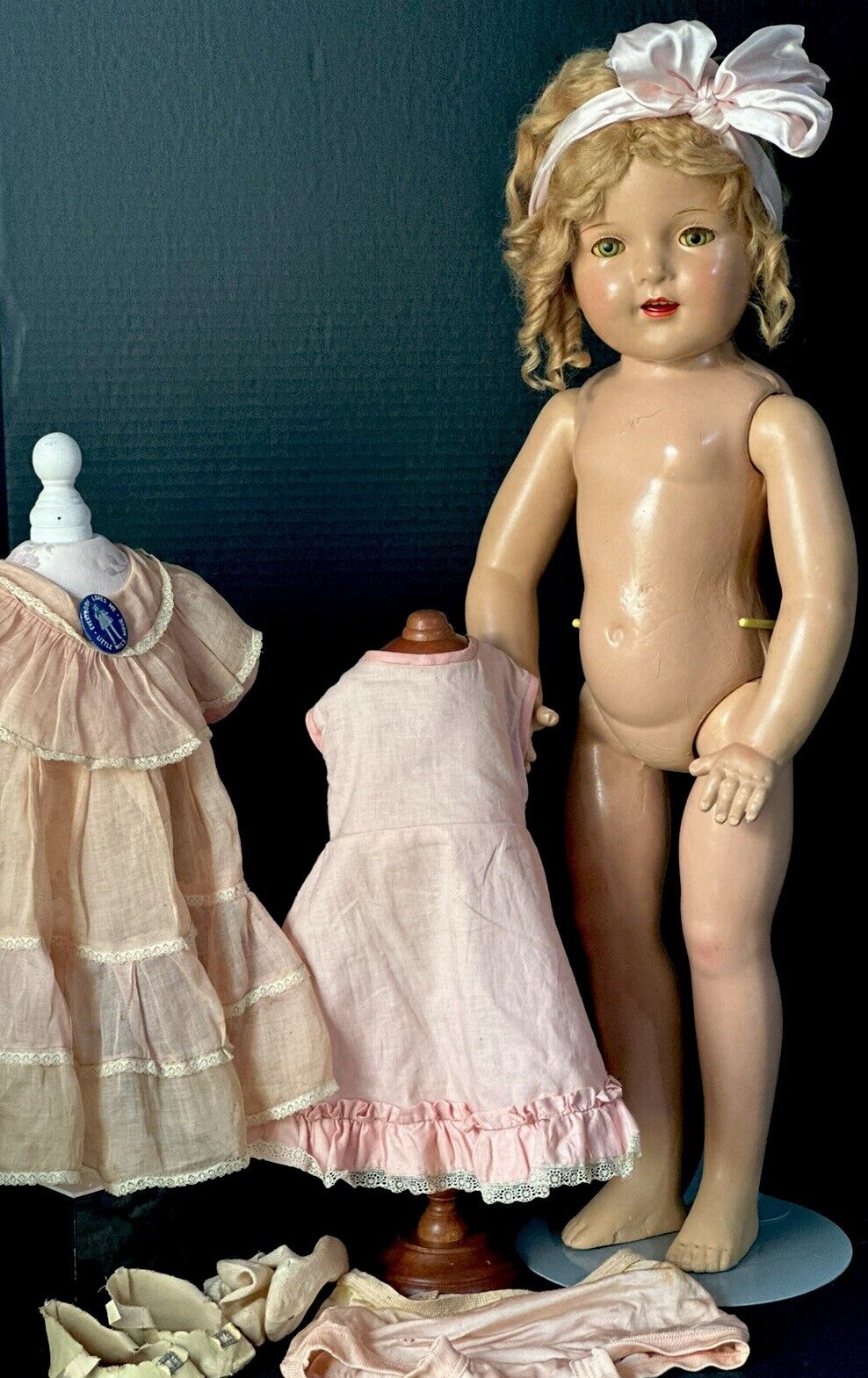 Vintage Unmarked Eegee Shirley Temple Look-alike 27” Composition Doll