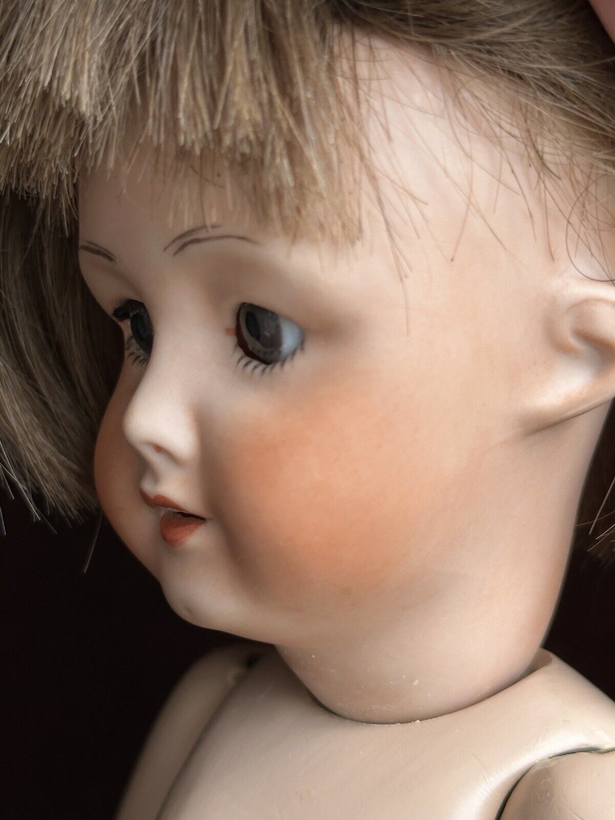 Porcelain/Composition 10.5”Reproduction of Antique French Bleuette SFBJ 301 Doll