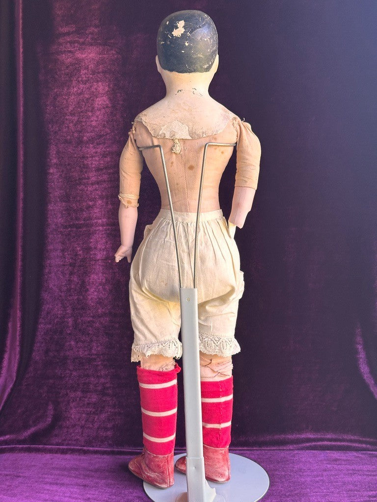 Large Antique French Andreas Voit Pauline 28" Papier Mache Doll