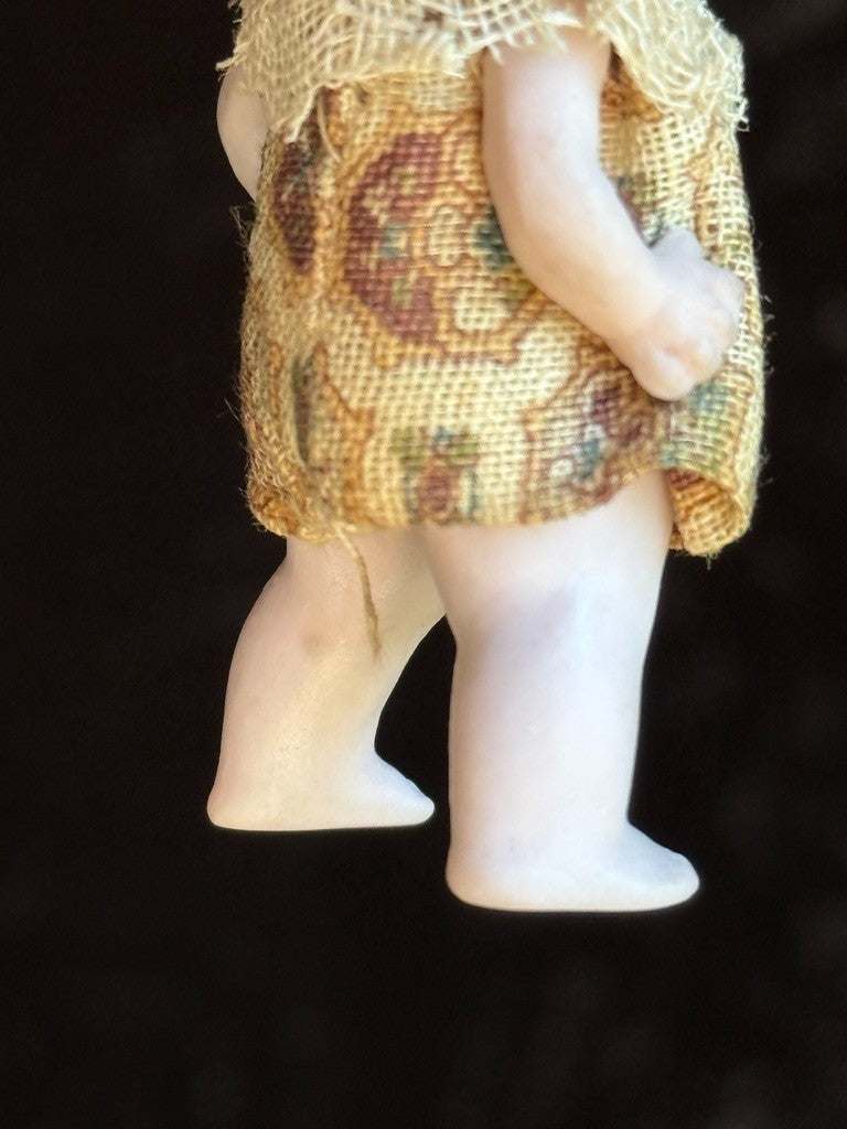 Antique German Hertwig Miniature 2.25" All Bisque Dollhouse Doll