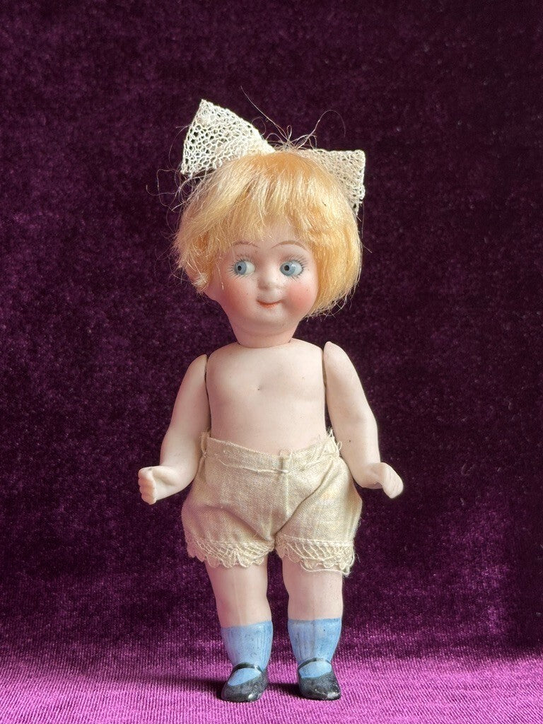 Antique German 4.5” Kestner 292 All Bisque Googly Eyes Doll