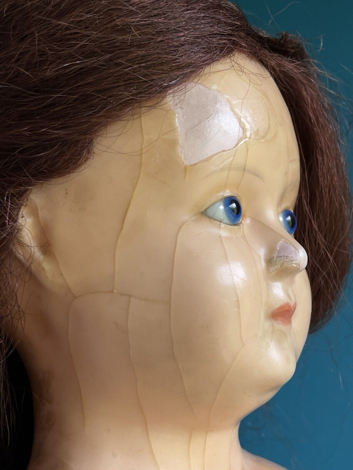Large Antique German 30” Wax Over Papier Mache Doll