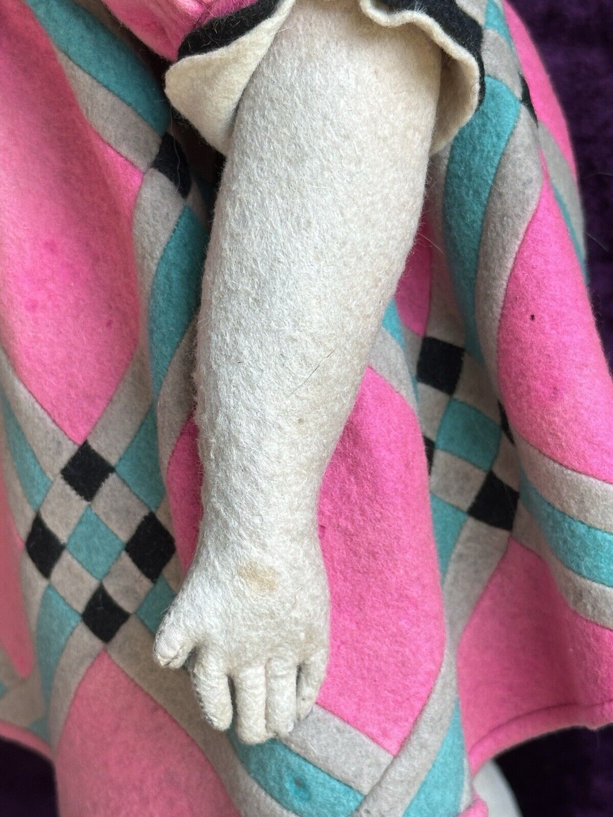 Large Vintage Early Italian 23” Lenci 109 Series Felt Cloth Girl Doll