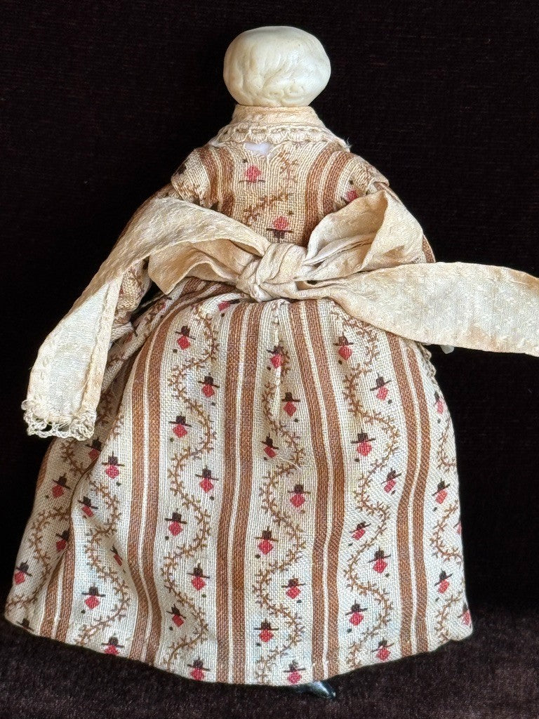 Antique German 4.5” Bisque Cloth Miniature Dollhouse Parian Doll