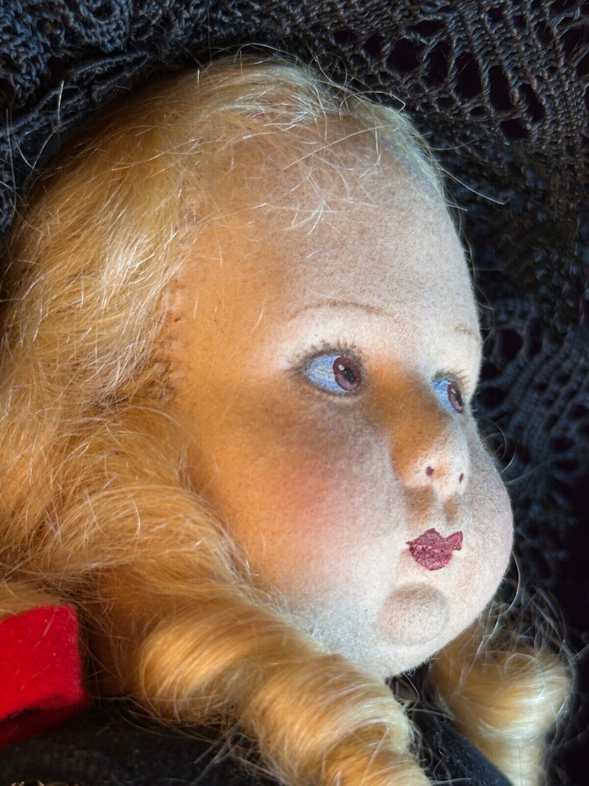 Vintage 12” Italian Alma (?) All Original Felt Cloth Doll