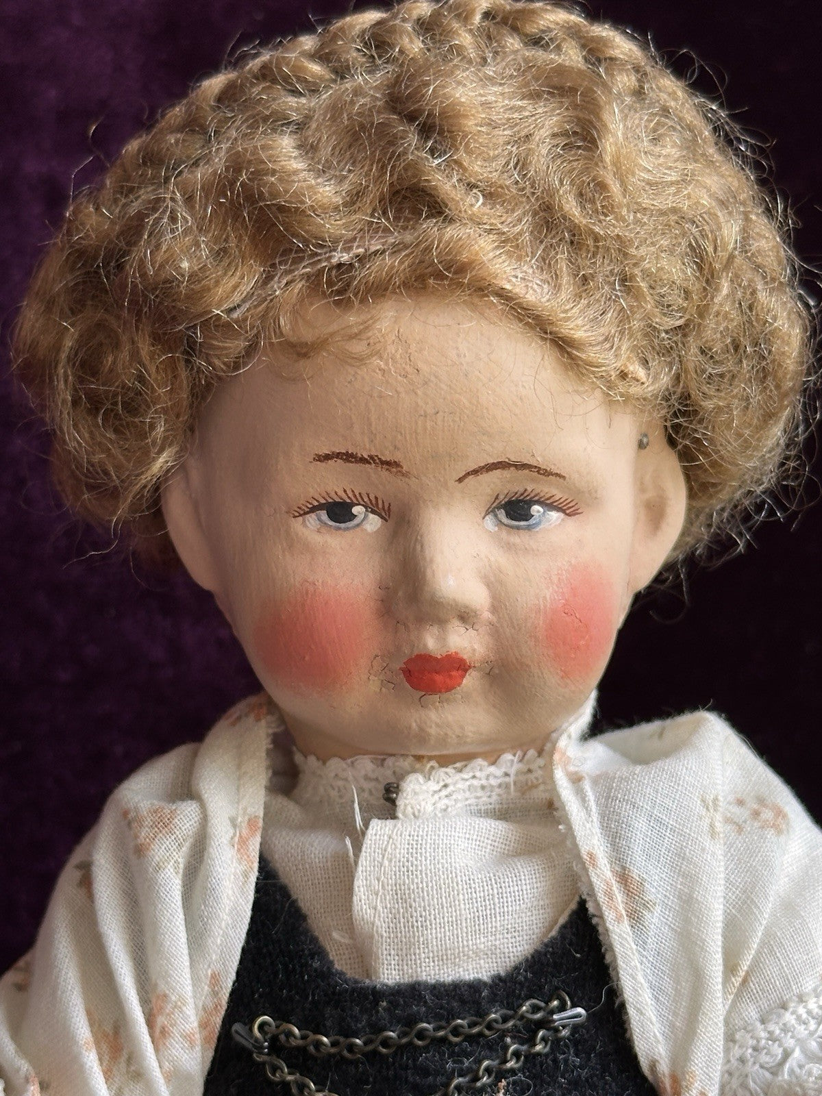 Lot of 2 Antique German 10” Gebruder Bing Cloth Boy and Girl Dolls
