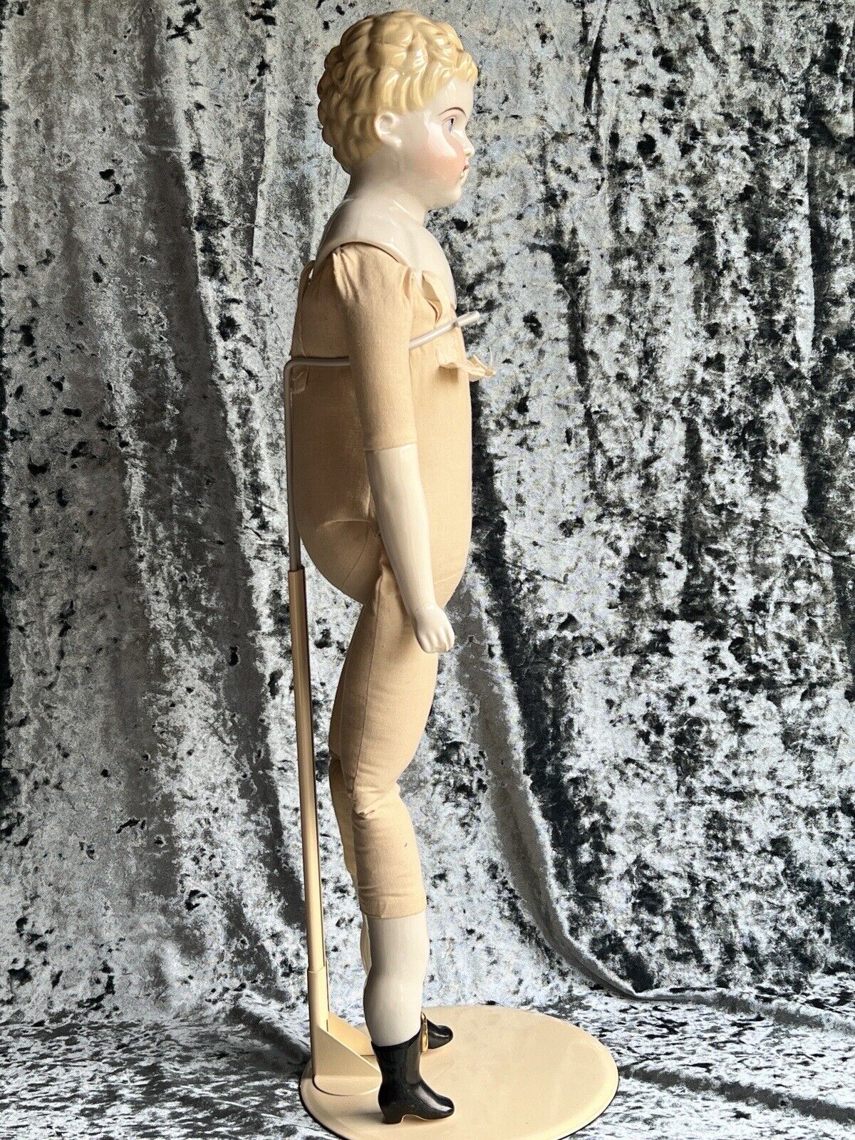 Large Antique German 26” Exposed Ears China Shoulder Head Boy Doll