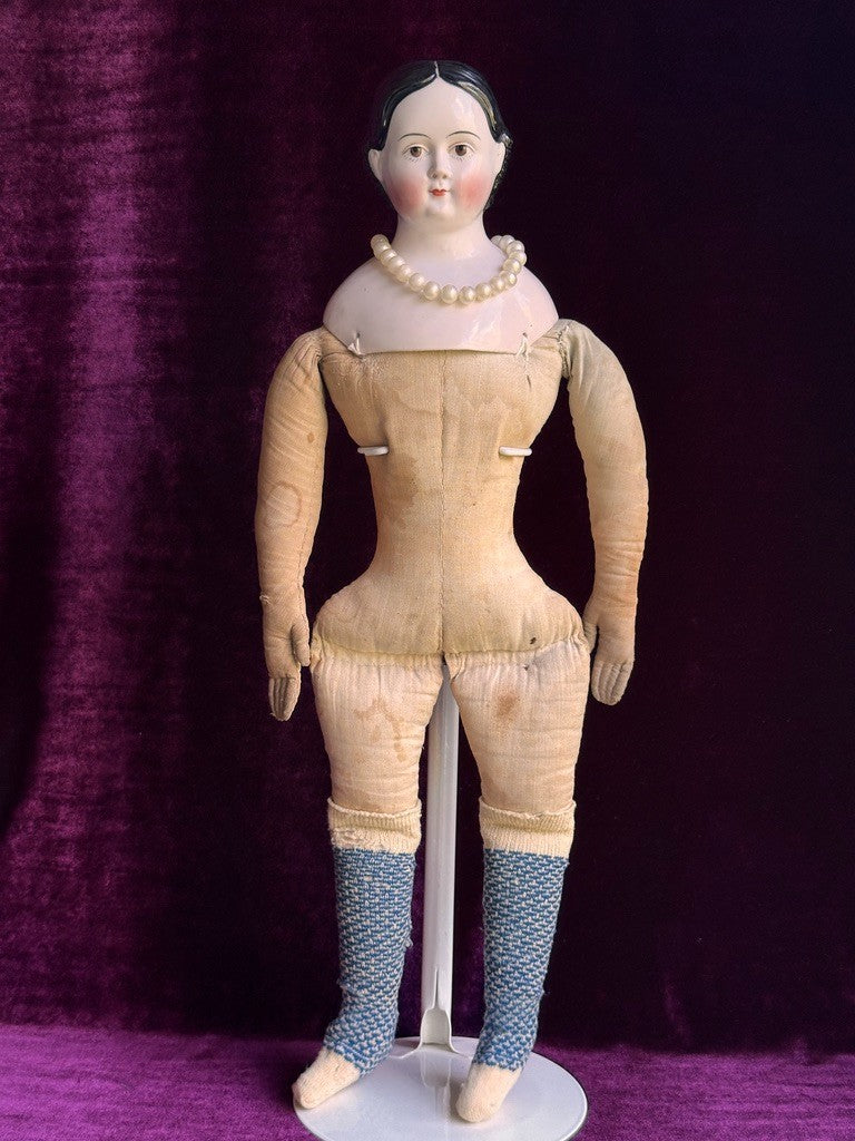 Antique German 20" Kloster Veilsdorf Greiner Style Brown Eyes China Head Doll
