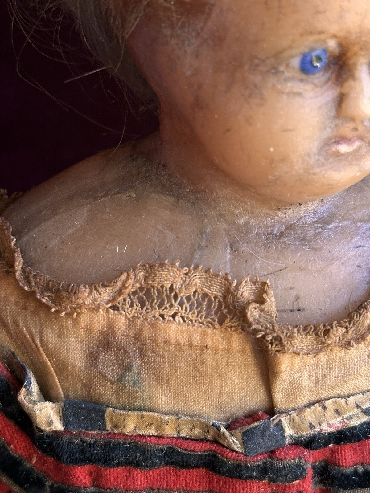 Early Antique English Pierotti 13.5” Wax Fashion Doll