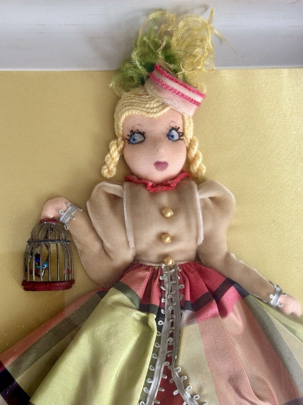 2 Vintage Framed Diorama Cloth Dolls Displays by American Artist Alice Daly