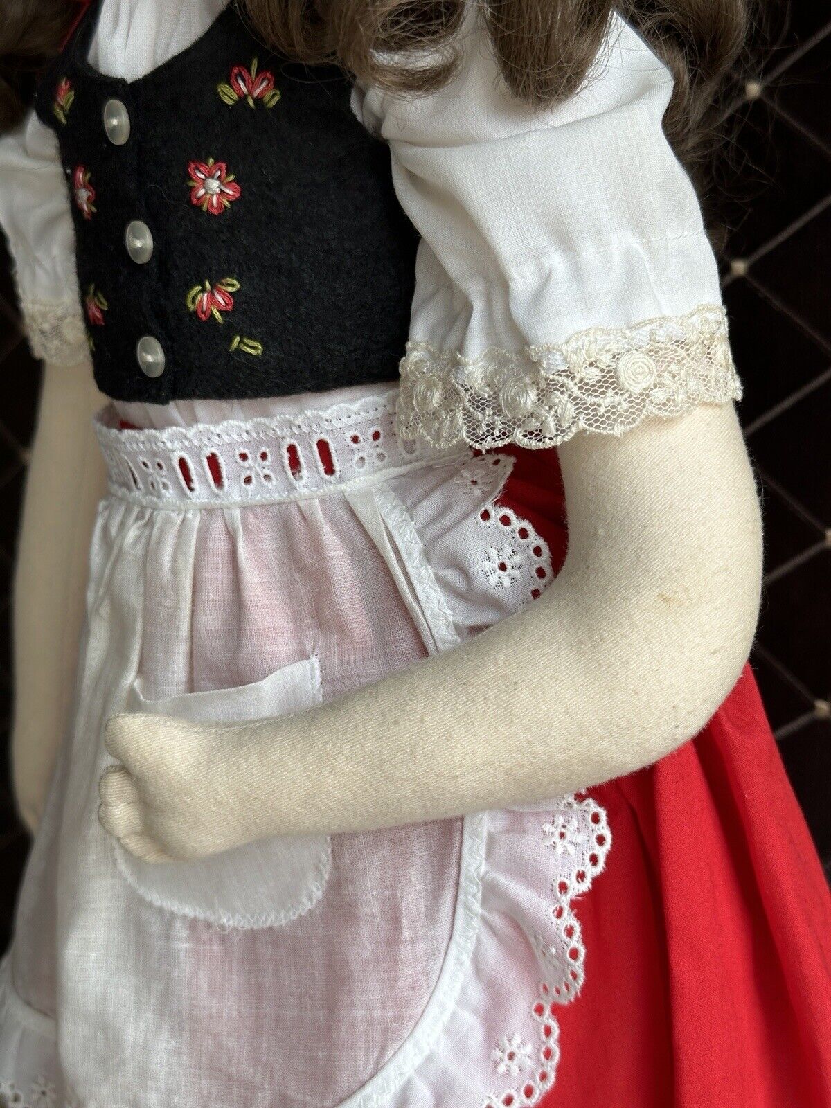 Vintage 23” Artist Signed Felt Cloth Red Riding Hood Doll by Gabriele West LE 50