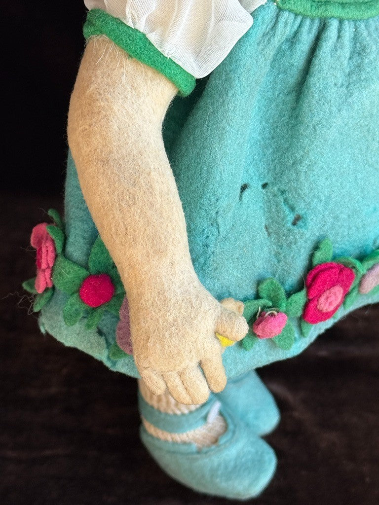 Vintage Italian 13” Lenci 70 (?) Felt Cloth Character Girl Doll