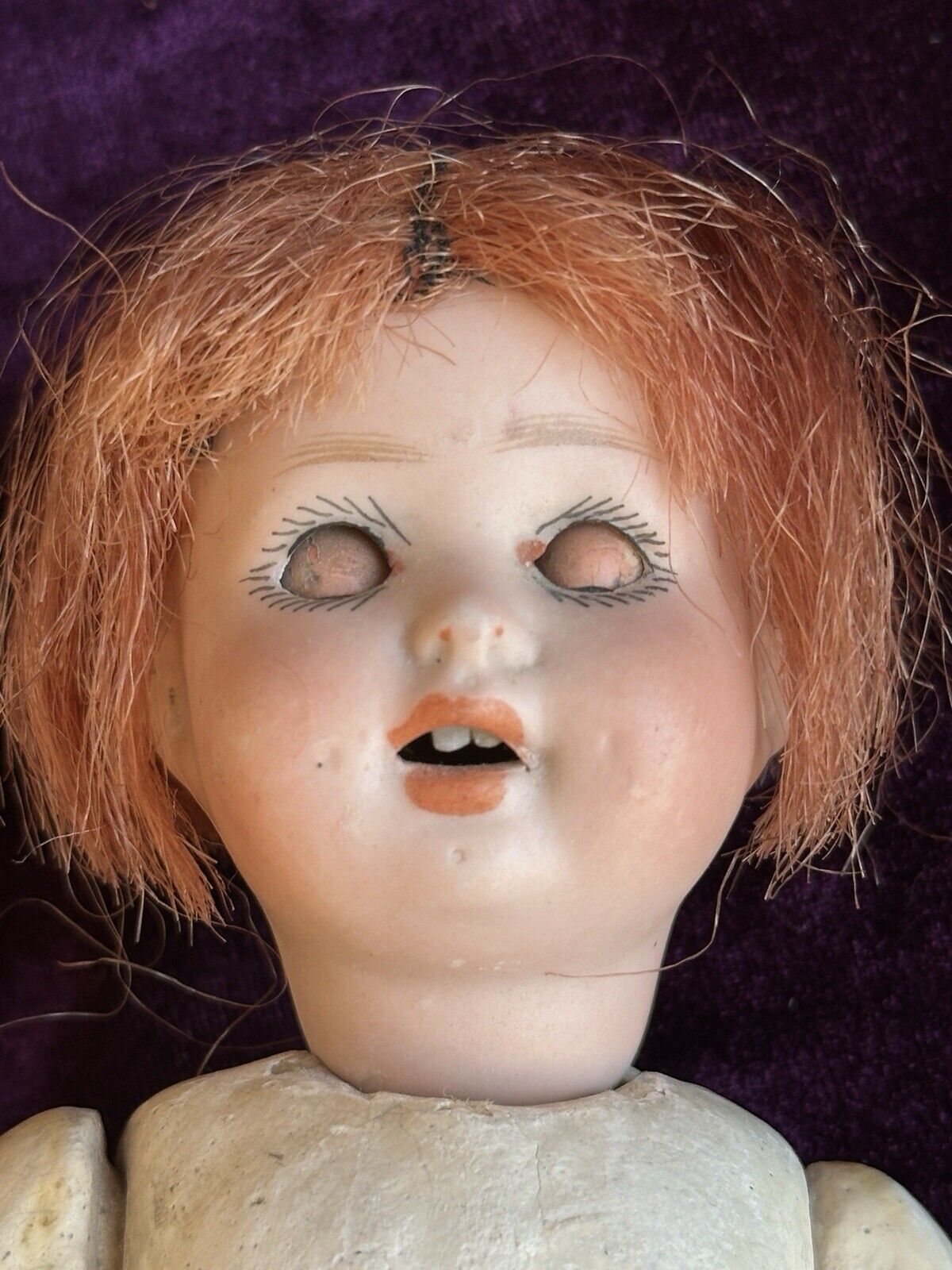 Antique German 8” Hermann Steiner Miniature Bisque Head Baby Doll
