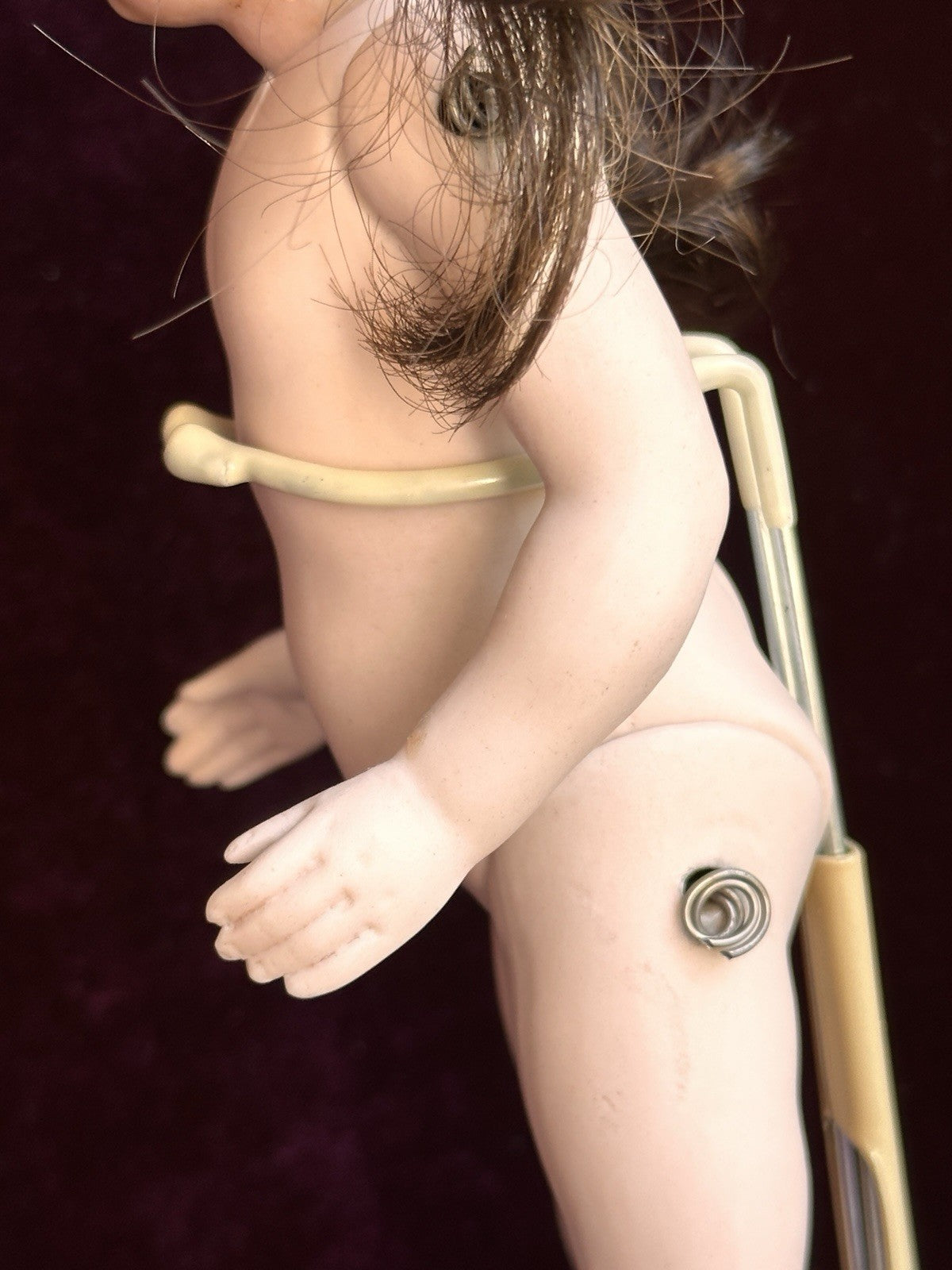 Large 8.5” Antique German Simon Halbig (?) All Bisque Mignonette Doll Knoch Head