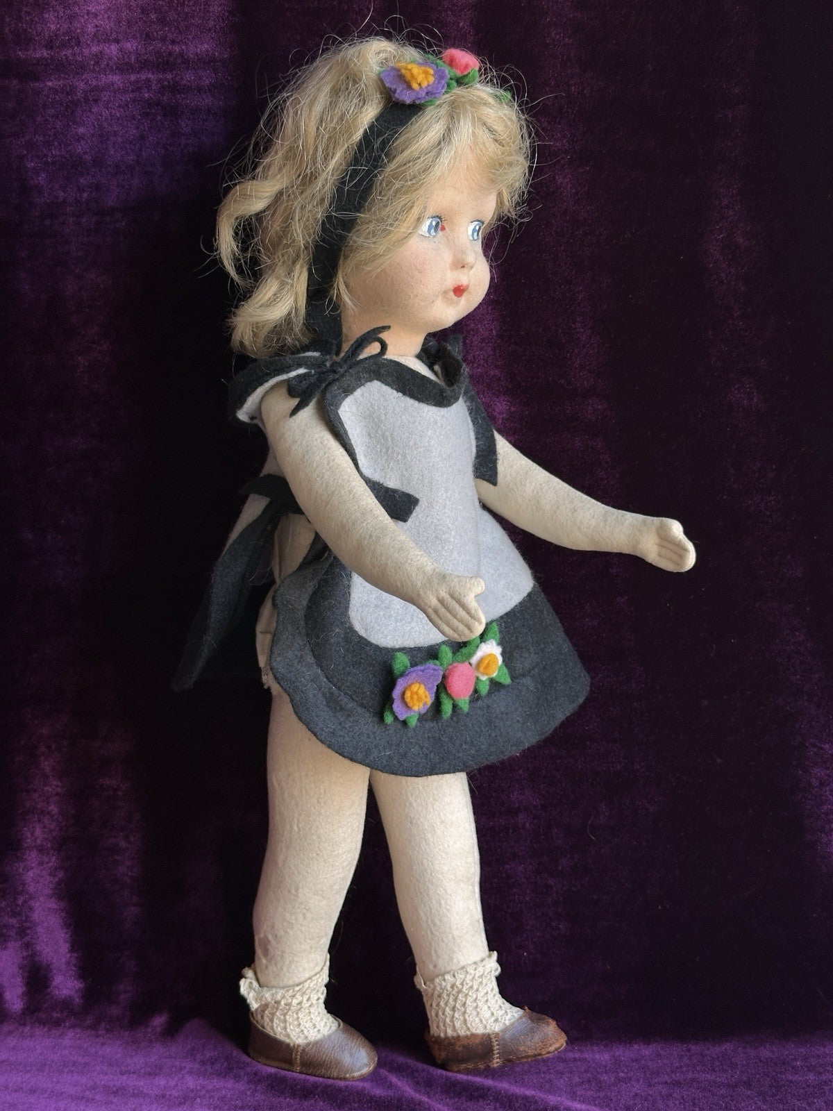 Vintage 18” Italian/French Lenci Style Cloth Felt Doll