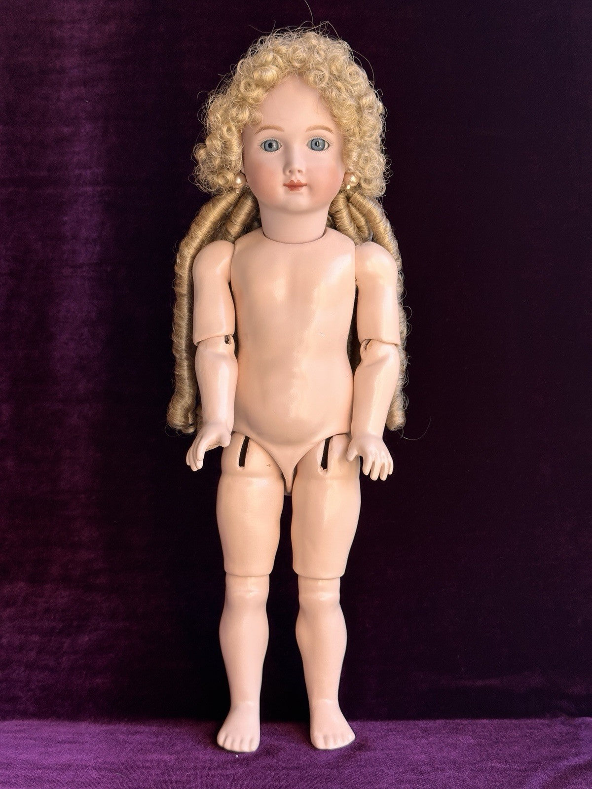 Vintage 17” Porcelain Compo Reproduction of Antique French Jumeau Triste Doll