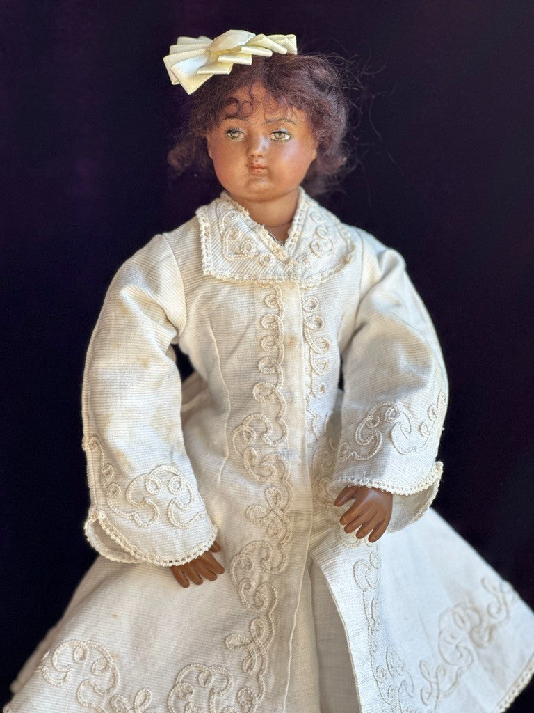 Rare 15” Dark Complexion Porcelain Repro of Antique French Huret Fashion Doll