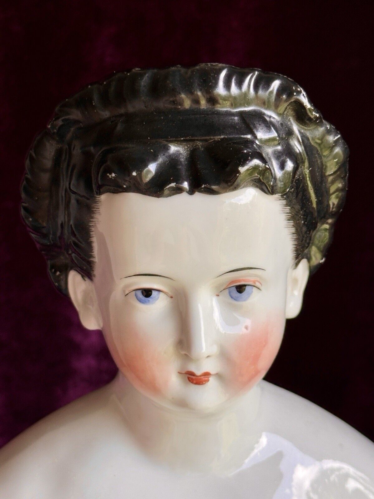 Very Rare Large 25.5” Antique German Brunette China Shoulder Head Doll