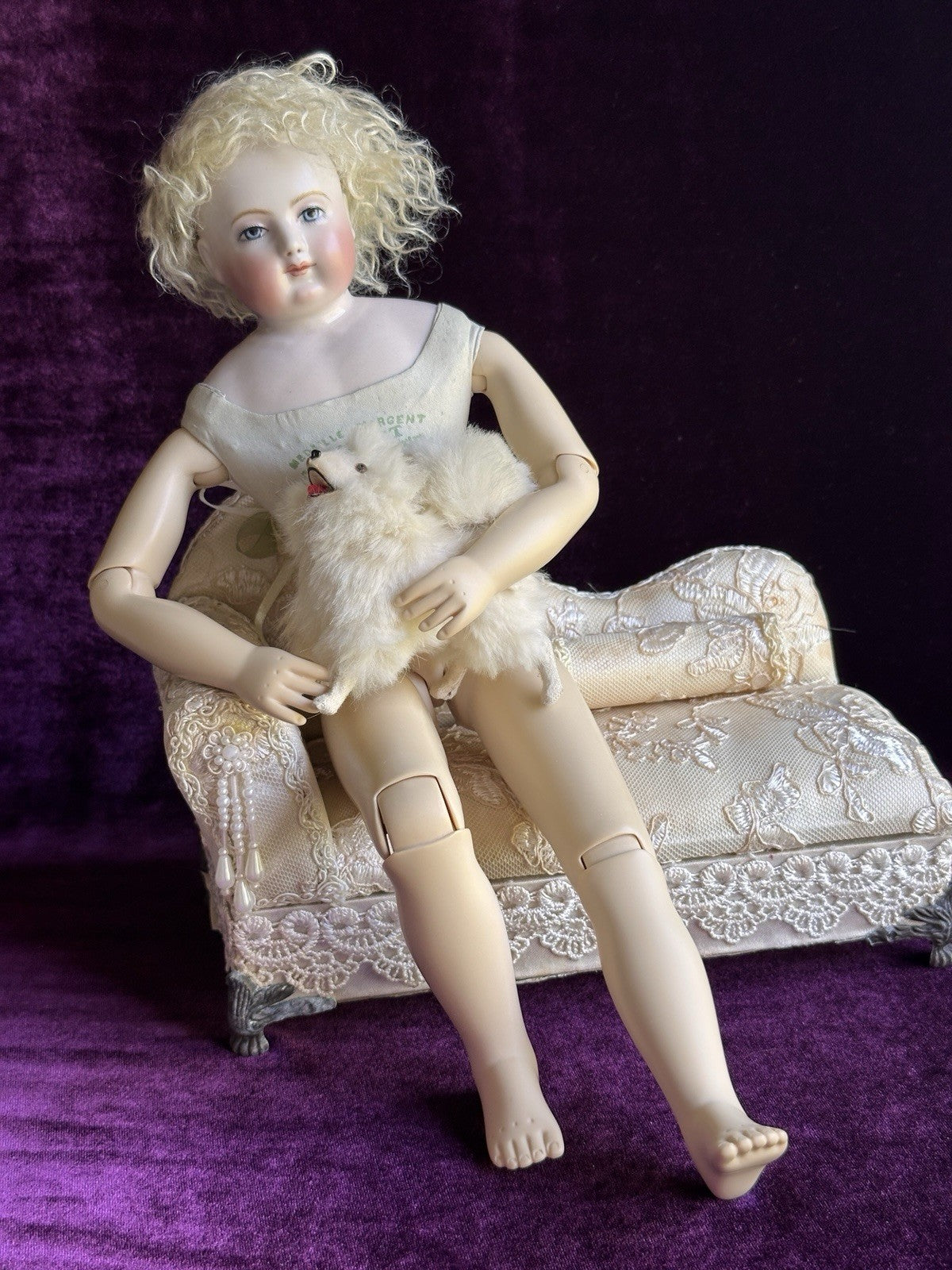 Collectible Porcelain Reproduction of Antique French Huret China Fashion Doll