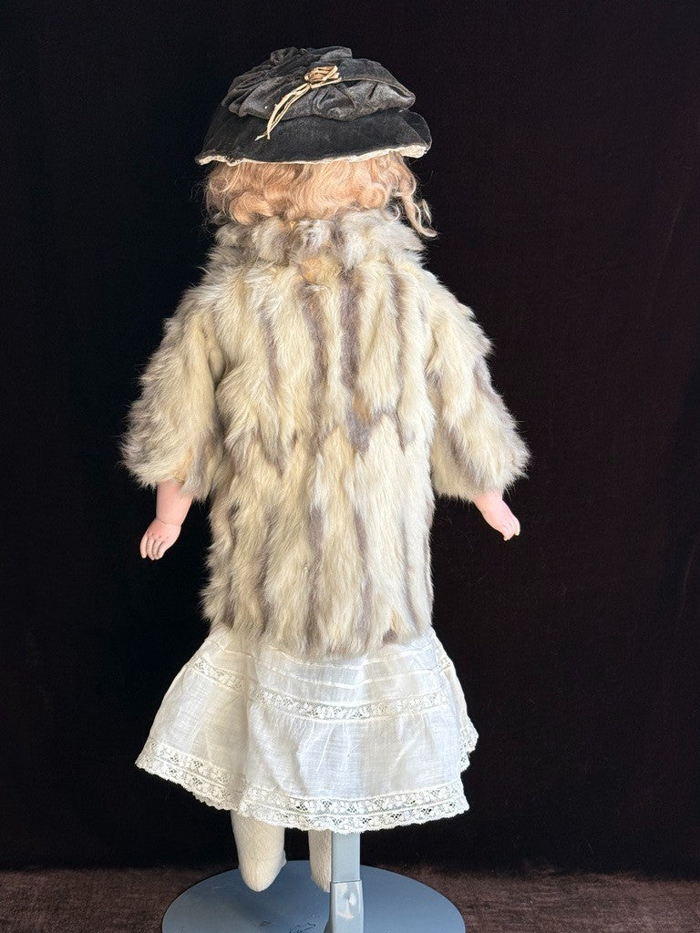 Antique German 25” Kestner Bisque Shoulder Head Leather Body Doll
