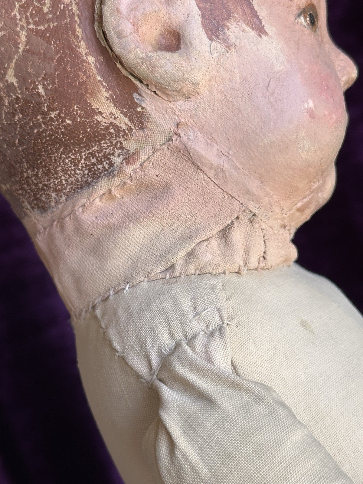 Early Antique German 16” Kathe Kruse Type I Cloth Rag Doll Wide Hips