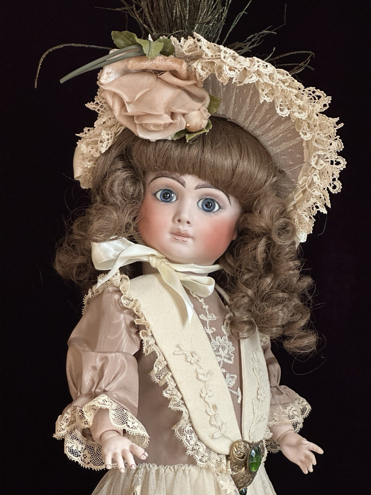 Vintage All Porcelain 20” Reproduction of Antique French Andre Thuillier Doll