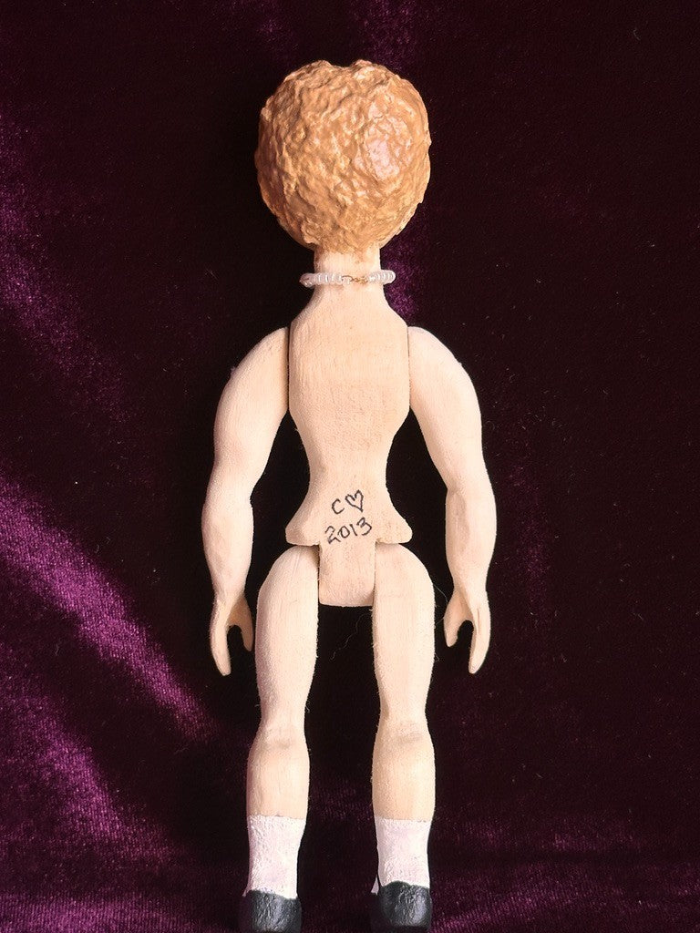 Collectible Handcarved 6.75" Wooden Hitty Girl Doll By Artist Connie Hardt