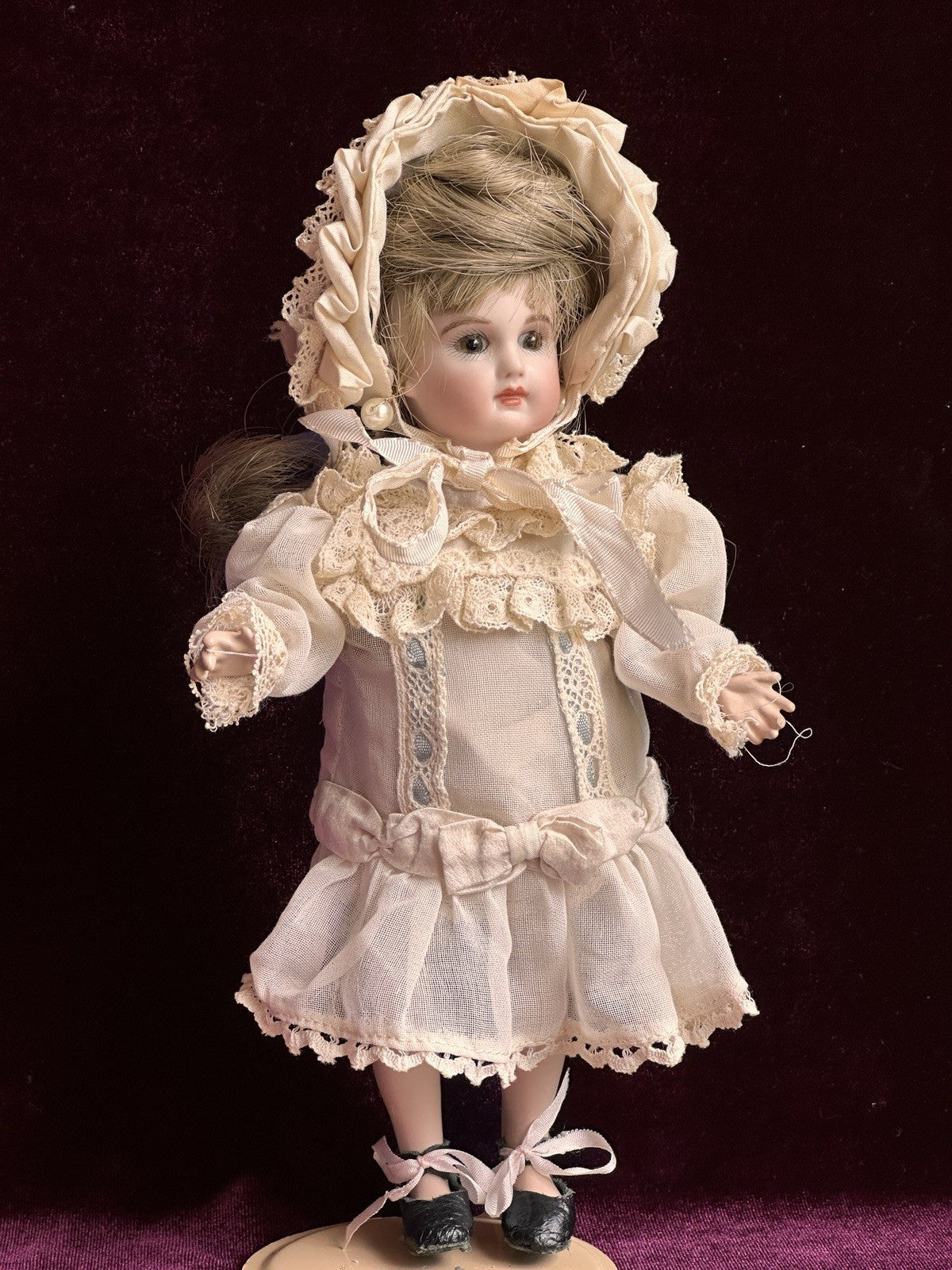 Porcelain Compo Petite 8” Reproduction of Antique French Jumeau Doll