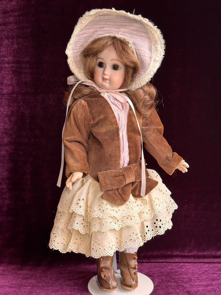 Vintage 16.5" Porcelain Composition Reproduction of Antique French Jumeau Doll