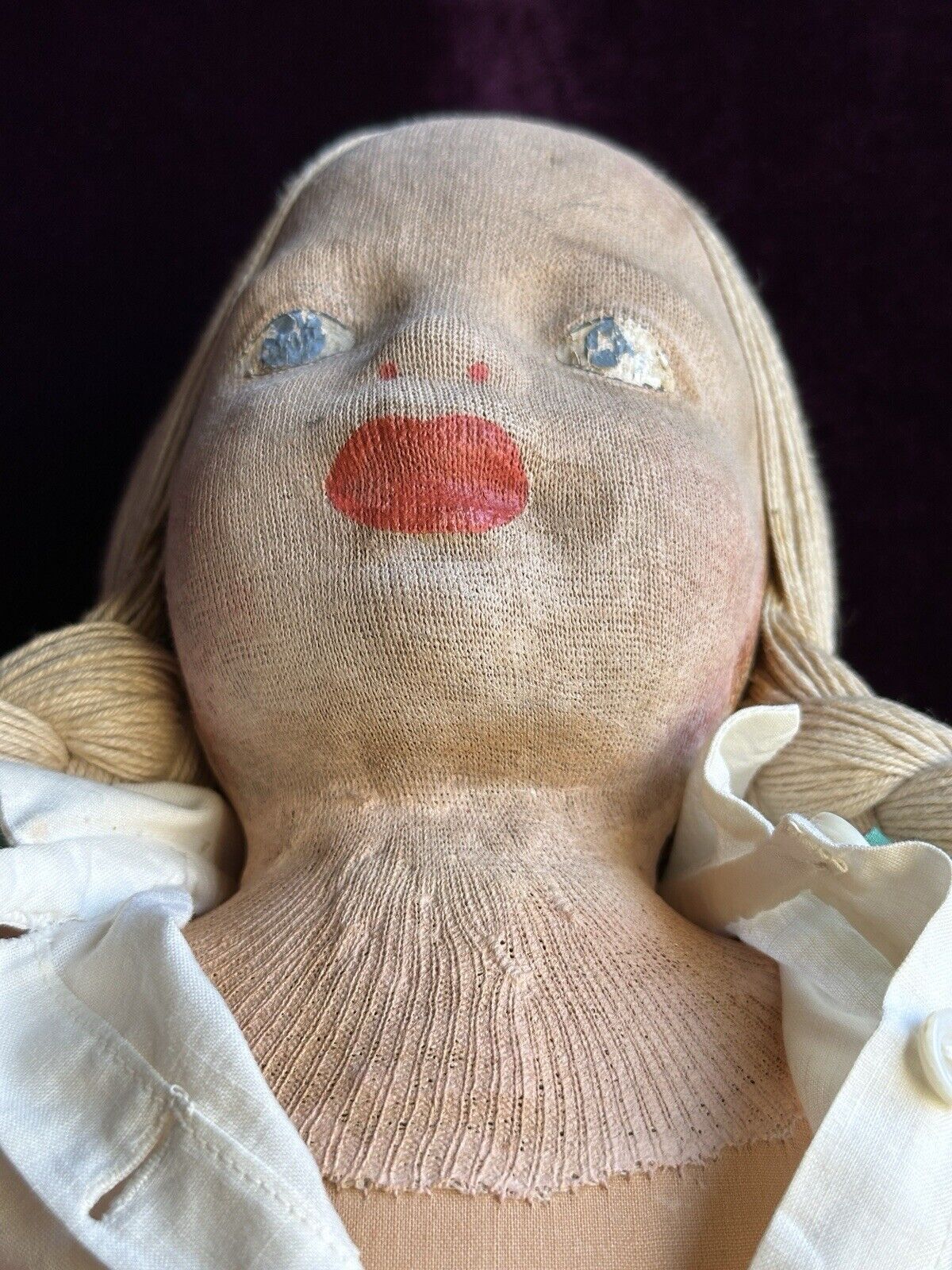 Vintage American 22” All Original WPA Milwaukee Stockinette Cloth Doll
