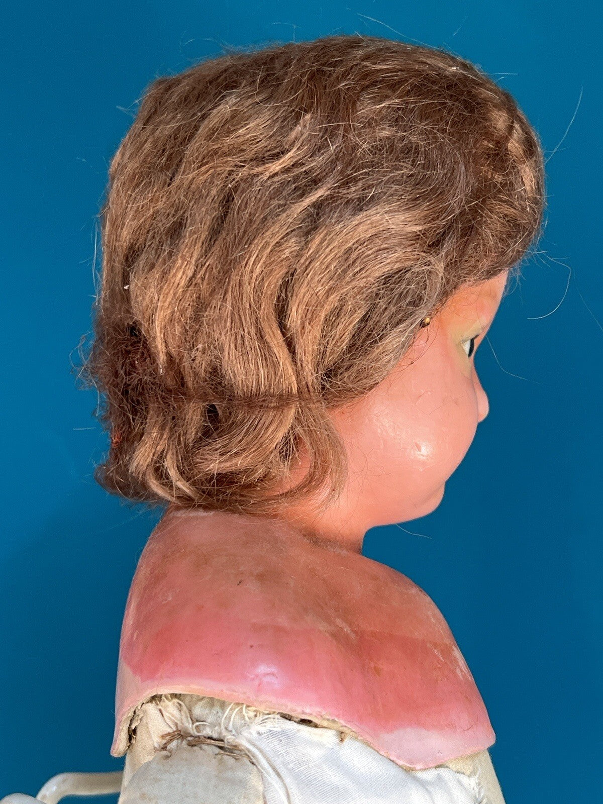 Antique German 23” Wax Over Papier Mache Sleepy Eye Fashion Doll