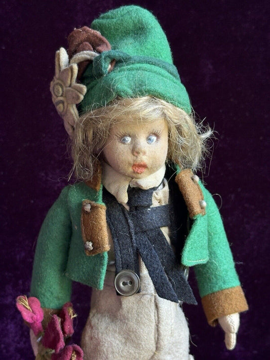 Vintage Italian 9” Lenci Mascotte Felt Cloth Alpine Boy Doll