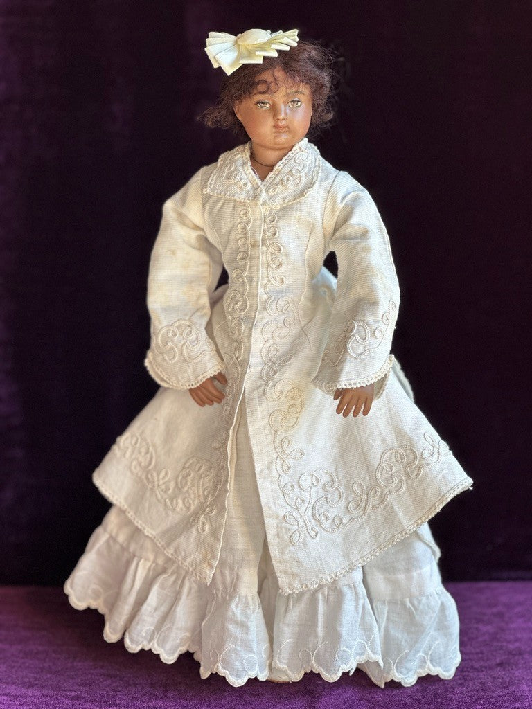Rare 15” Dark Complexion Porcelain Repro of Antique French Huret Fashion Doll
