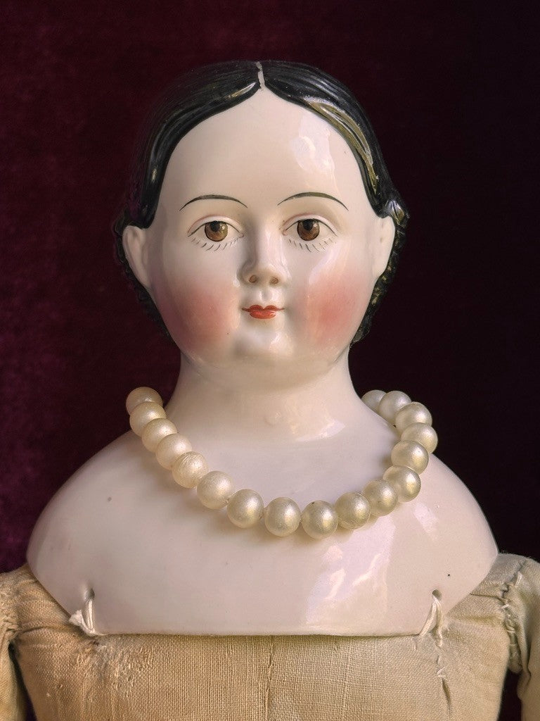Antique German 20" Kloster Veilsdorf Greiner Style Brown Eyes China Head Doll
