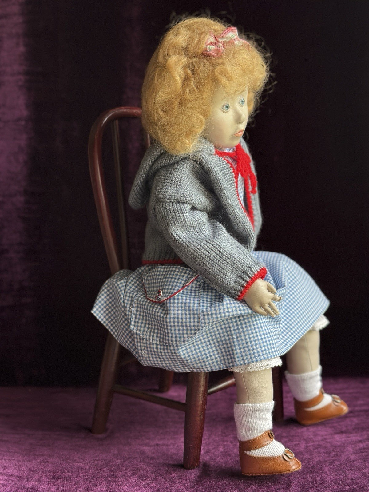 Very Rare OOAK 21” French Artist Malou Ancelin Leather Handmade Signed Doll