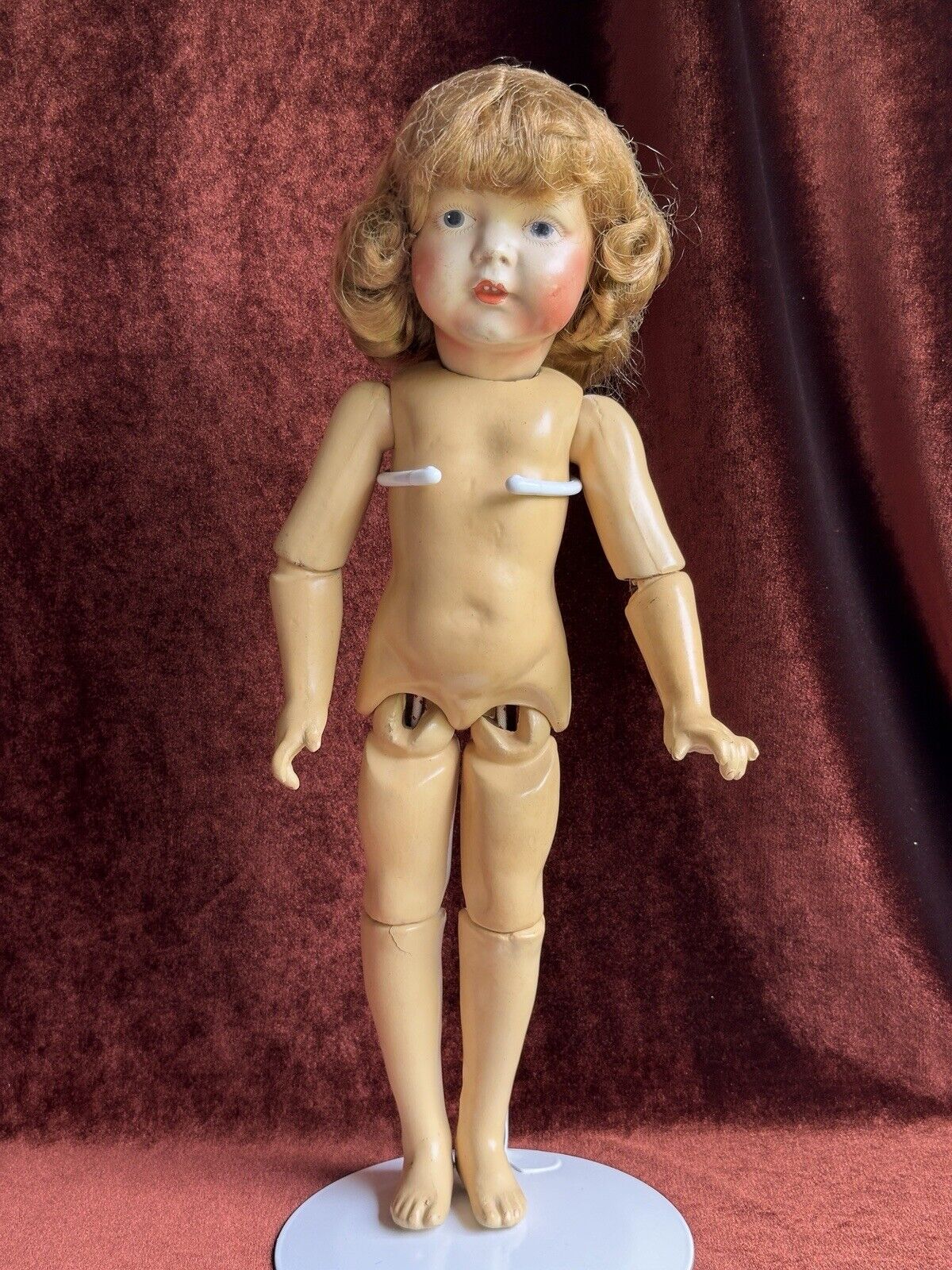 Unidentified Antique 19” American (?) German (?) Composition Jointed Girl Doll