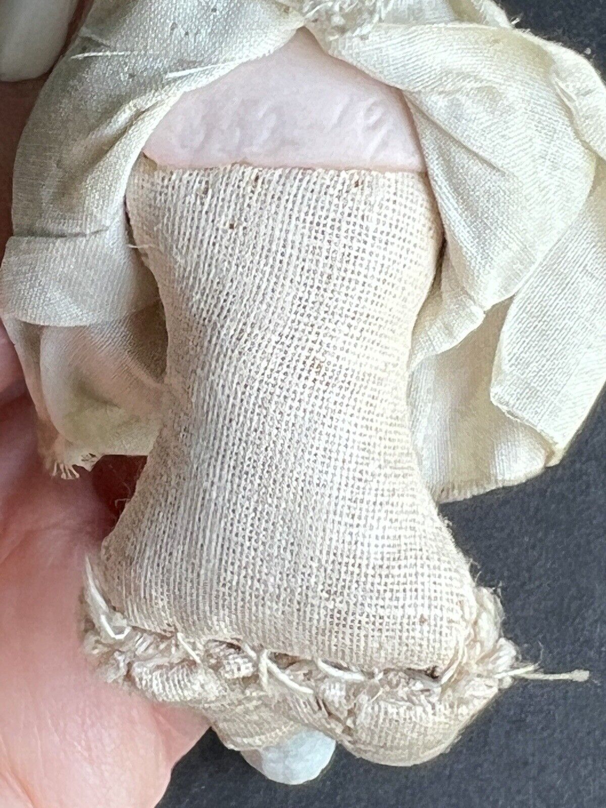 Rare Antique German 4.75” Bisque Shoulder Head Dollhouse Bald Man Doll