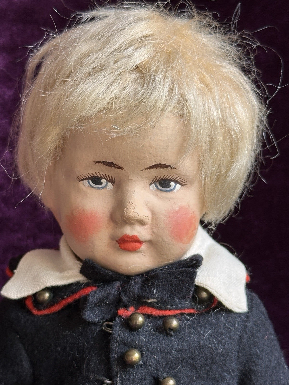 Lot of 2 Antique German 10” Gebruder Bing Cloth Boy and Girl Dolls