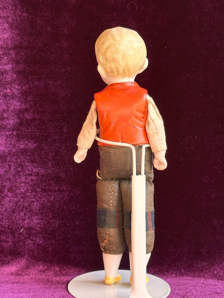 Rare Antique German Hertwig 7.5” Bisque Molded Torso Character Dollhouse Doll